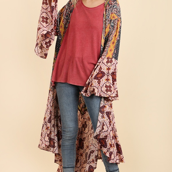 Umgee Boho Ruffled Long Kimono - Picture 4 of 8